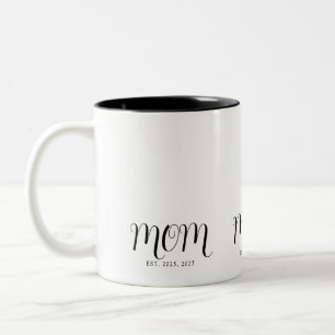Mom Established Black Script New Mom Gift Two-Tone Coffee Mug