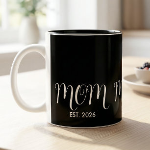 Mom Established Black Script New Mom Gift  Two-Tone Coffee Mug