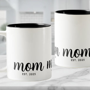 Mom Established Black Script New Mom Gift Two-Tone Coffee Mug
