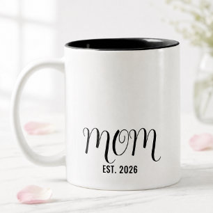 Mom Established Black Script New Mom Gift Two-Tone Coffee Mug