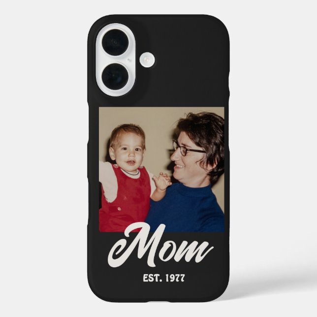 Mom Established Black Script Photo Case-Mate iPhone Case (Back)