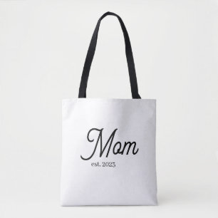 Mom Established Black Script Tote Bag