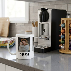 Mom Established Black Typography Photo Gift Coffee Mug
