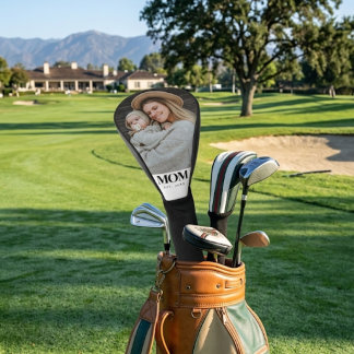 Mom Established Black Typography Photo Gift Golf Head Cover