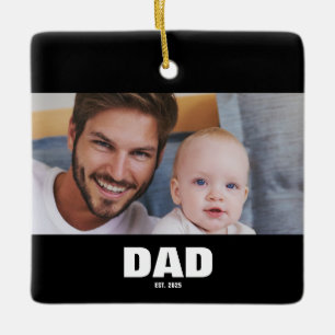 Mom Established Black White Bold Photo Ceramic Ornament