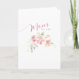 Mom Established Blush Pink Floral Mother's Day Card
