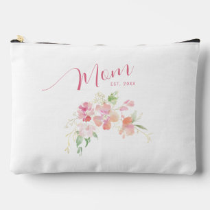 Mom Established Blush Pink Floral Watercolor Accessory Pouch