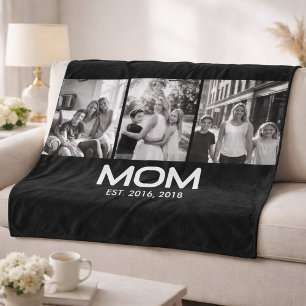 Mom Established Bold Black 3 Photo  Fleece Blanket