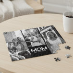 Mom Established Bold Black 3 Photo  Jigsaw Puzzle<br><div class="desc">Black White Mom Established Bold 3 Photo Design. Replace the photos with your own of your kids and change the years to the years you became a mom.</div>