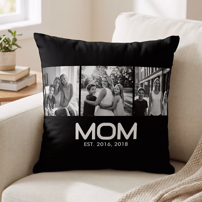 Mom Established Bold Black 3 Photo  Throw Pillow (Creator Uploaded)