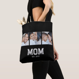 Mom Established Bold Black 3 Photo Tote Bag