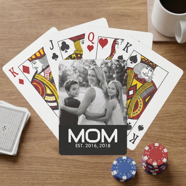 Mom Established Bold Black Photo Playing Cards (Creator Uploaded)