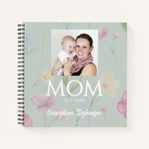 Mom Established Caps Green Wildflower New Mom Notebook