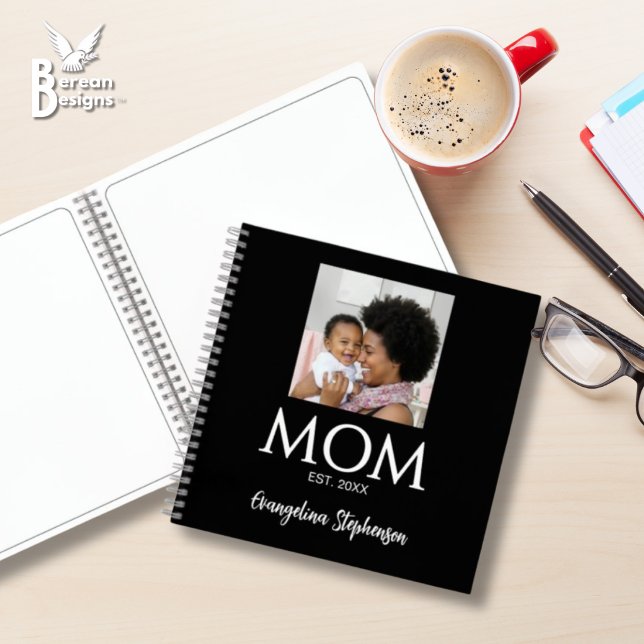 Mom Established Caps Journal for Moms (MOM ESTABLISHED Photo Notebook with customizable photo and year. Ideal gift for Mother's Day. )