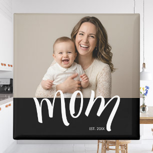 Mom Established Caps White Custom Year New Mama Magnet