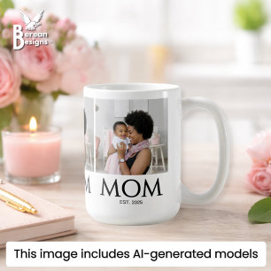 Mom Established Classic Caps White Photo Coffee Mug
