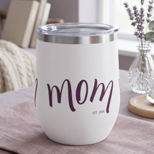 Mom Established Custom Year White Purple Script
