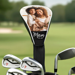 Mom Established Date Modern Script Photo Stylish Golf Head Cover