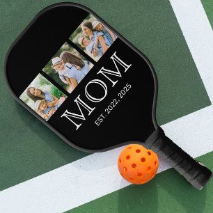 Mom Established Elegant 3 Photo Black Pickleball Paddle