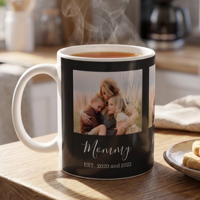 Mom Established Elegant Photo Script Black Coffee Mug (Creator Uploaded)