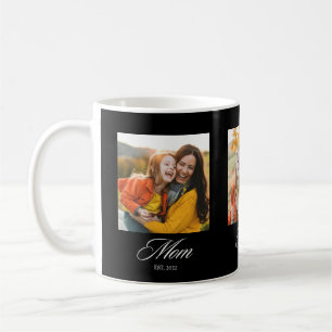Mom Established Elegant Script 3 Photo Coffee Mug