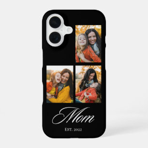 Mom Established Elegant Script 3 Photo iPhone 16 Case