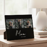 Mom Established Elegant Script Black 3 Photo Plaque<br><div class="desc">Black White Mom Established Script Black 3 Photo Design. Replace the photos with your own of your kids and change the years to the years you became a mom. Created by Simply Farmhouse Press.</div>