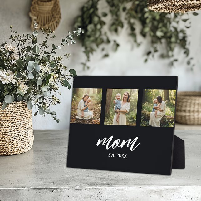 Mom Established Elegant Script Black 3 Plaque (Creator Uploaded)