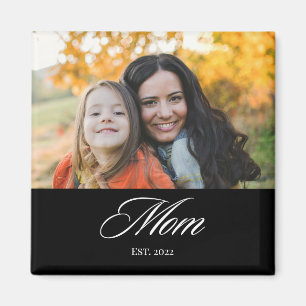 Mom Established Elegant Script Photo Mother's Day Magnet