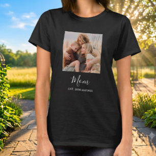 Mom Established Elegant Script Photo T-Shirt