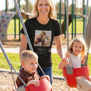 Mom Established Elegant Script Photo T-Shirt