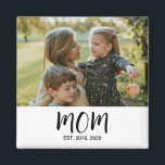 Mom Established Est. Photo Mother's Day Magnet<br><div class="desc">Celebrate your Mothers Day with this bold modern Script "Mom Established Est. Photo Mother's Day Magnet". This Custom Mom Established Year magnet is the perfect Mom Gift for so many gift occasions, such as Mother’s Day, Baby Shower, Mom's Birthday, personalized mom baby photo gift, and motherhood keepsake. Replace the photo...</div>