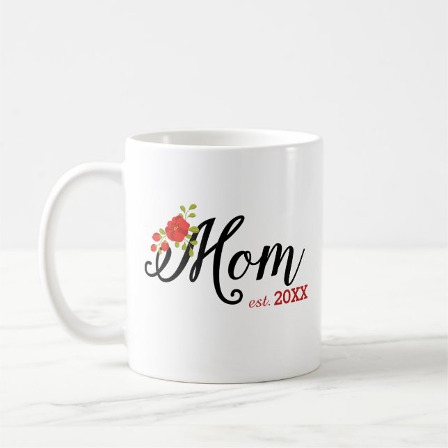 Mom Established Floral & Cursive Coffee Mug (Left)