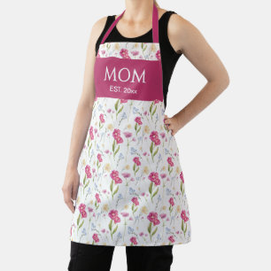Mom Established Floral Wildflower Apron
