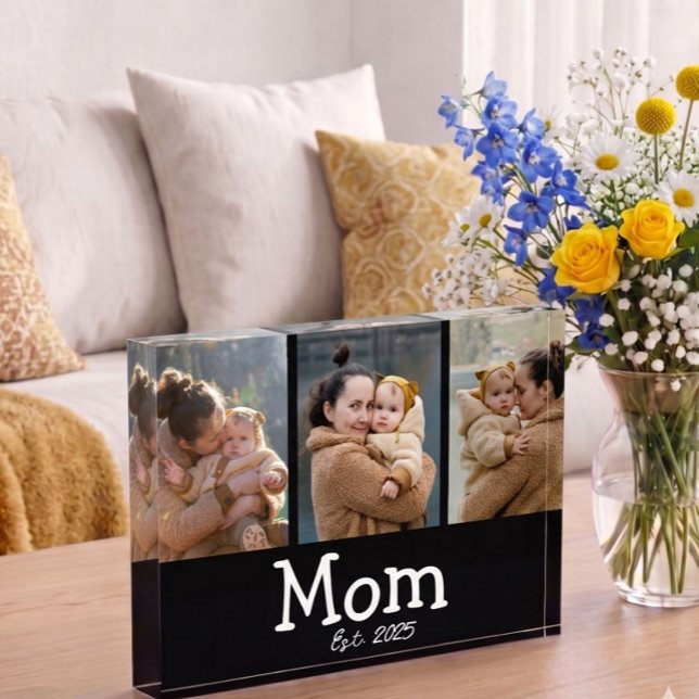 Mom Established Fun Bold Text 3 Photo Black Block (Creator Uploaded)