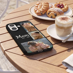 Mom Established Fun Bold Text 3 Photo Black iPhone 16 Case