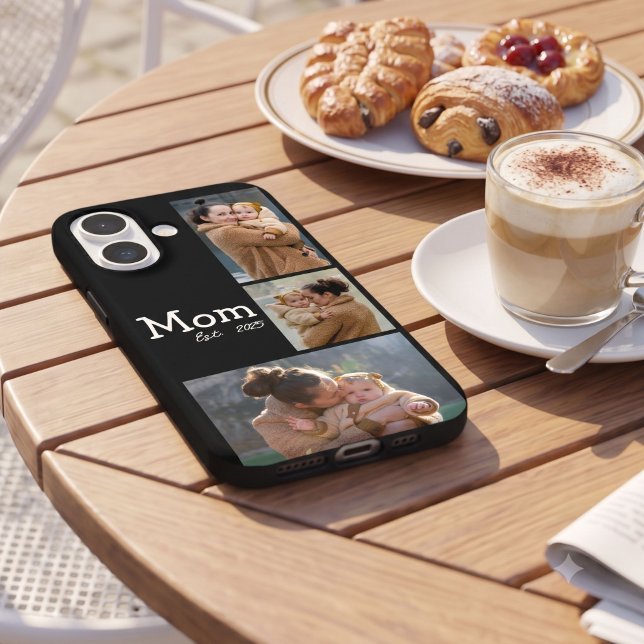 Mom Established Fun Bold Text 3 Photo Black Case-Mate iPhone Case (Creator Uploaded)