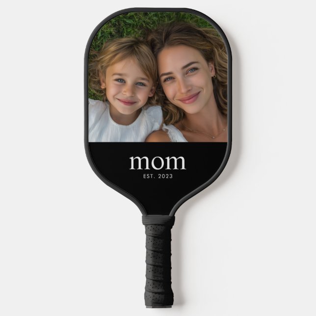Mom Established Fun Modern Photo Pickleball Paddle (Front)
