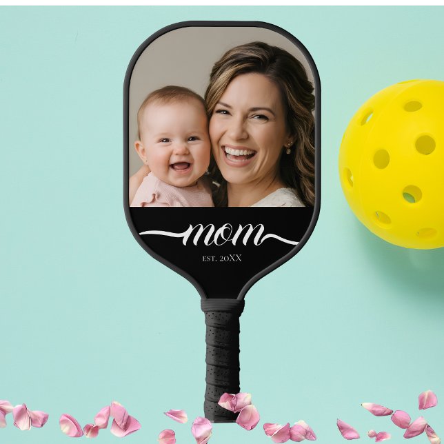 Mom Established Fun Script Photo Custom Pickleball Paddle (Creator Uploaded)
