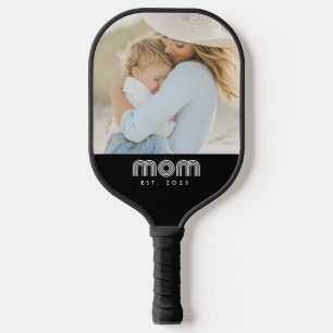 Mom Established Fun Script Photo  Pickleball Paddle