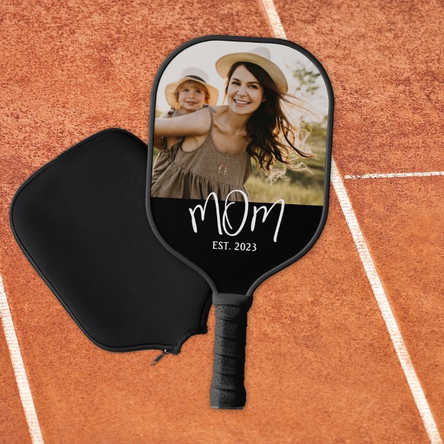 Mom Established Fun Script Photo Pickleball Paddle (Creator Uploaded)
