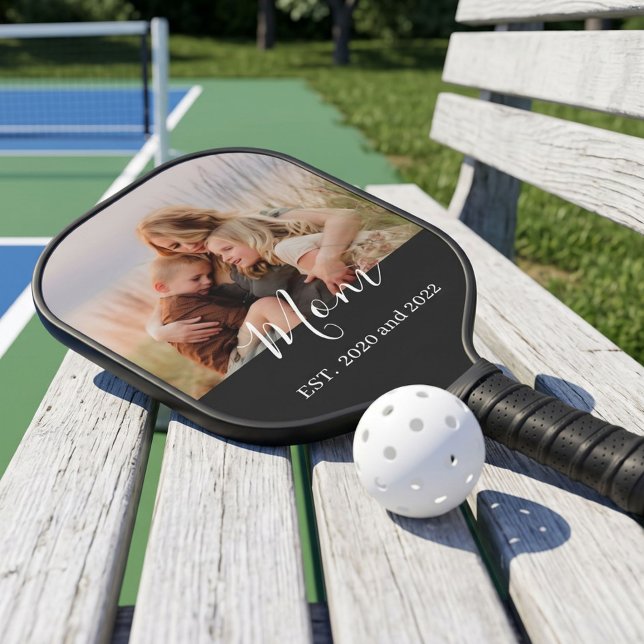 Mom Established Fun Script Photo Pickleball Paddle (Creator Uploaded)