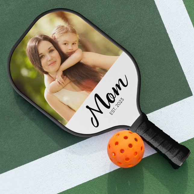 Mom Established Fun Script Photo Pickleball Paddle (Creator Uploaded)