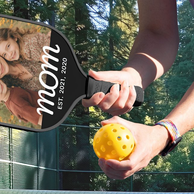 Mom Established Fun Script Photo Pickleball Paddle (Creator Uploaded)