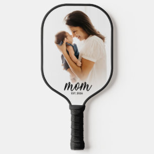 Mom Established Fun Script Photo Pickleball Paddle