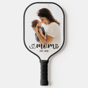 Mom Established Fun Script Photo Pickleball Paddle