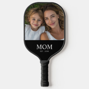Mom Established Fun Script Photo Pickleball Paddle
