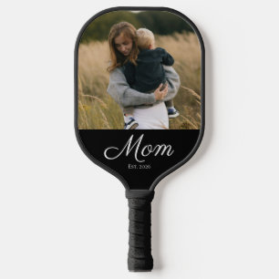 Mom Established Fun Script Photo Pickleball Paddle