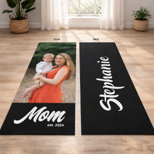 Mom Established Fun Script Photo Yoga Mat