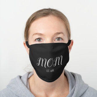 Mom Established in Anniversary Year Black Cotton Face Mask
